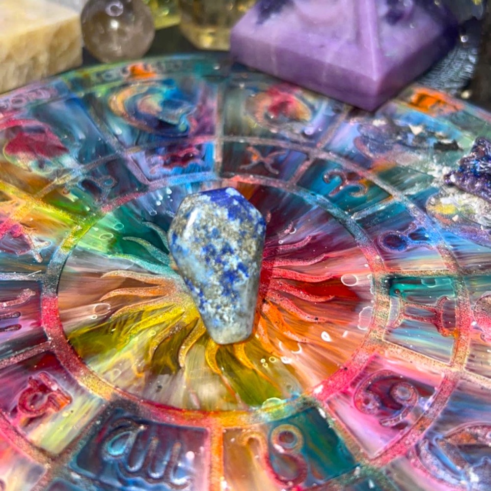 Handmade silver lapis coffin crystal adjustable ring